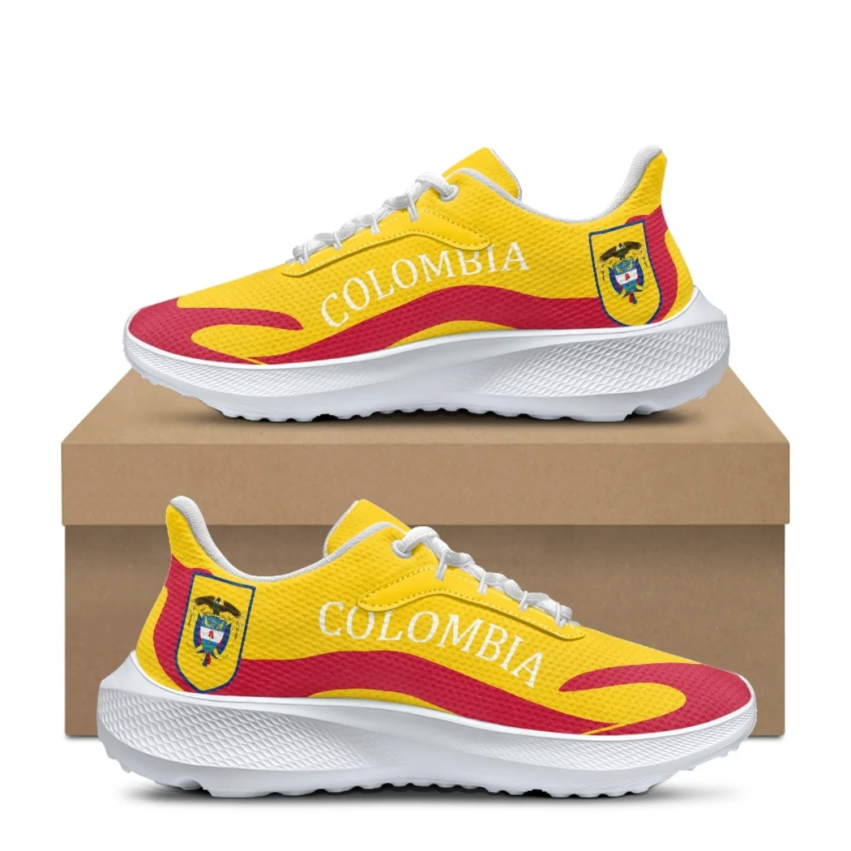 Brand Designer Women Flats Sneakers Colombia Flag Pattern Fashion Comfortable Ladies Running Shoes Woman Lace Up Lightweight