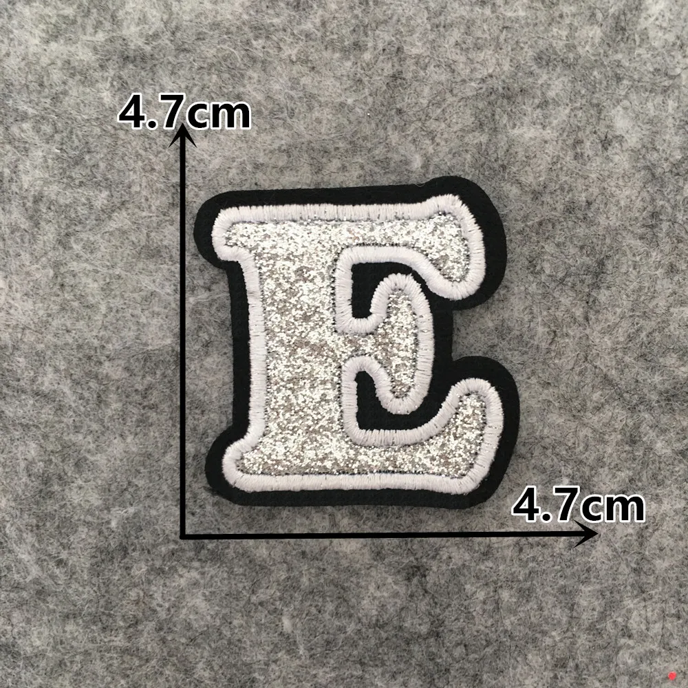 English Silver Letters Embroidery Iron-On Patches - Hot-Melt Adhesive DIY Clothing Embellishments (Set of 26)
