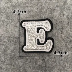 English Silver Letters Embroidery Iron - On Patches - Hot - Melt Adhesive DIY Clothing Embellishments (Set of 26) (Letter E)