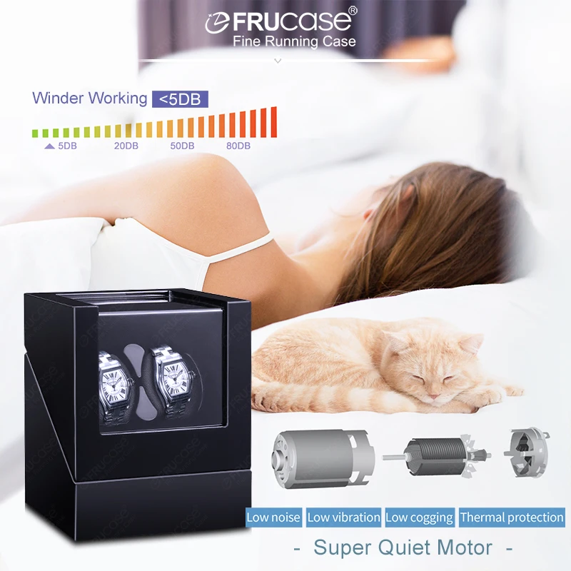 Double Watch Winder Automatic Watches Watch Box USB Charging 2+0 Battery Option FRUCASE
