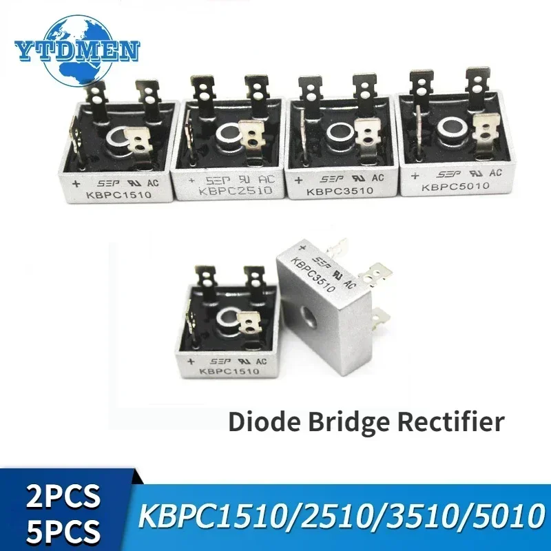 2/5pcs Diode Bridge Rectifier KBPC1510 KBPC2510 KBPC3510 KBPC5010 1000V 15A 25A 35A 50A Rectifier Bridge Electronic Components