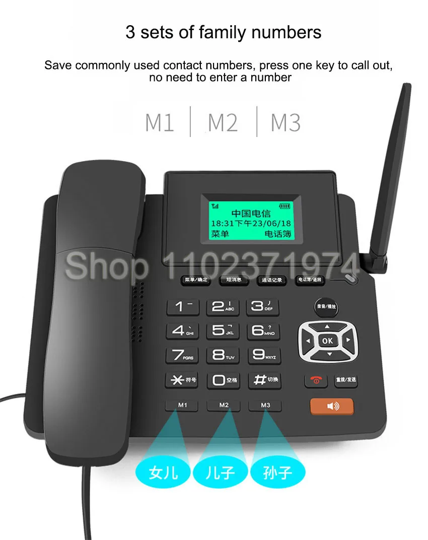 Description Picture 4 of item4G WIFI Wireless Fixed Phone GSM SIM Card Desktop Telephone With LCD Display Handsfree Call Recording for Office Home