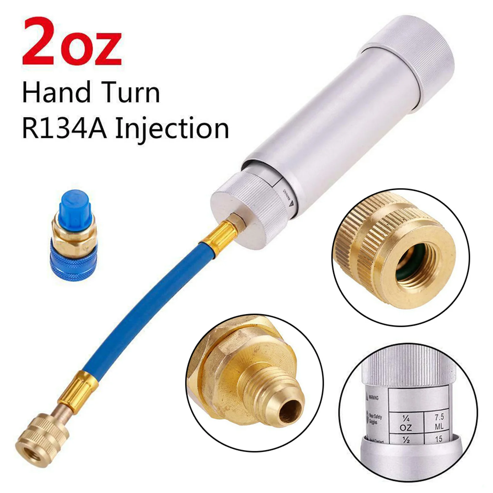 R134A2OZOilInjectorSyringeManualOilerOilDyeInjectorConnector