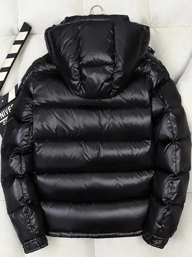 Down Jacket Parka Coat Parkas Coat brand White Duck Down Coats Man Winter Fashion Solid Zipper Outwears Thicken Down Jacket Men Casual Hood Shiny Warm Loose Parkas
