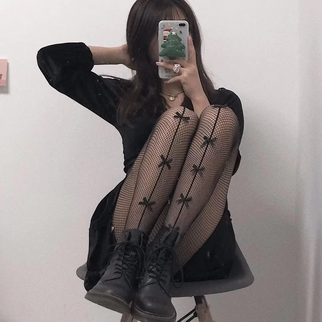 1 Stück Lolita-Stil Sexy Damenstrumpfhose Japanische Kawaii Niedliche Schleifenstrümpfe Sommer Nylon Netzstrumpfhose Vintage Strumpfhose # # – Detail 4