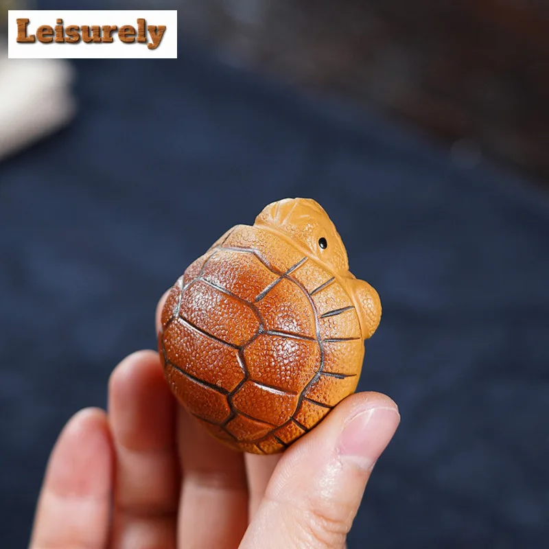 Yixing Zisha Wealth Turtle Tea Pet Vintage Lucky Model Tea Figurine Play Toys Tea Statue Ornaments Tea Ceremony Supplies Craft
