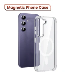 Enhanced Transparent Magnetic Phone Case with Wireless Charging Support (For S24 Plus)