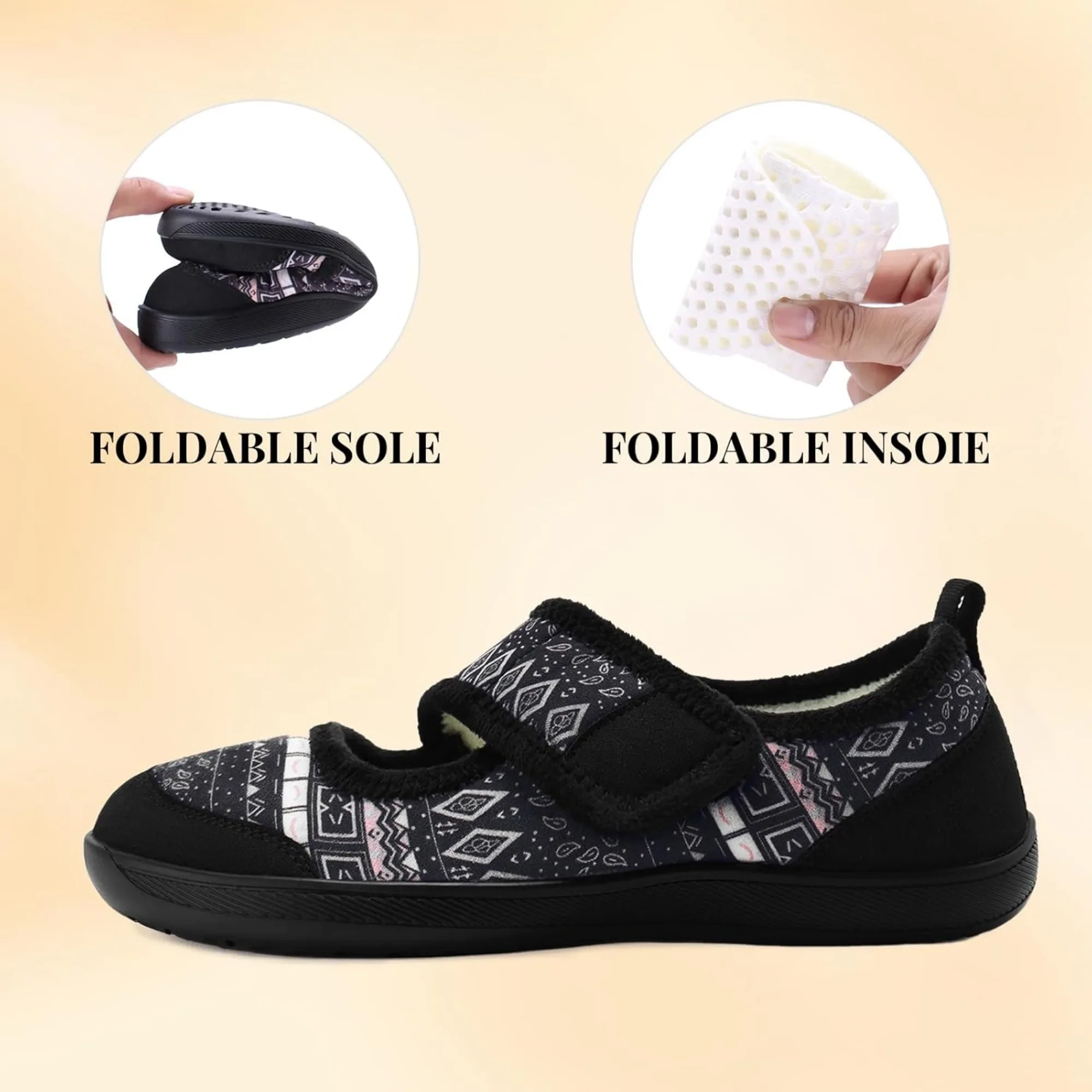 Womens Slippers Wide Width Diabetic Shoes Edema House Barefoot Walking Shoes Adjustable Indoor Outdoor Slippers 5