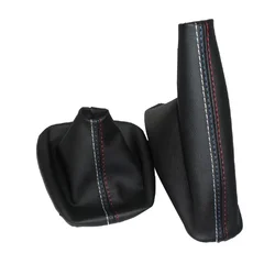 Luxurious Faux Leather Car Shift and Handbrake Cover Set - Dust - Proof Protection (Black)