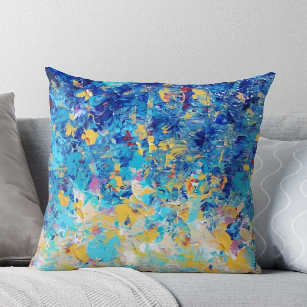 Charicic Blue Sunset - Simply Beautiful Royal Blue Navy Turchese Aqua Sunrise Abstract Nature Decor Throw Pillow