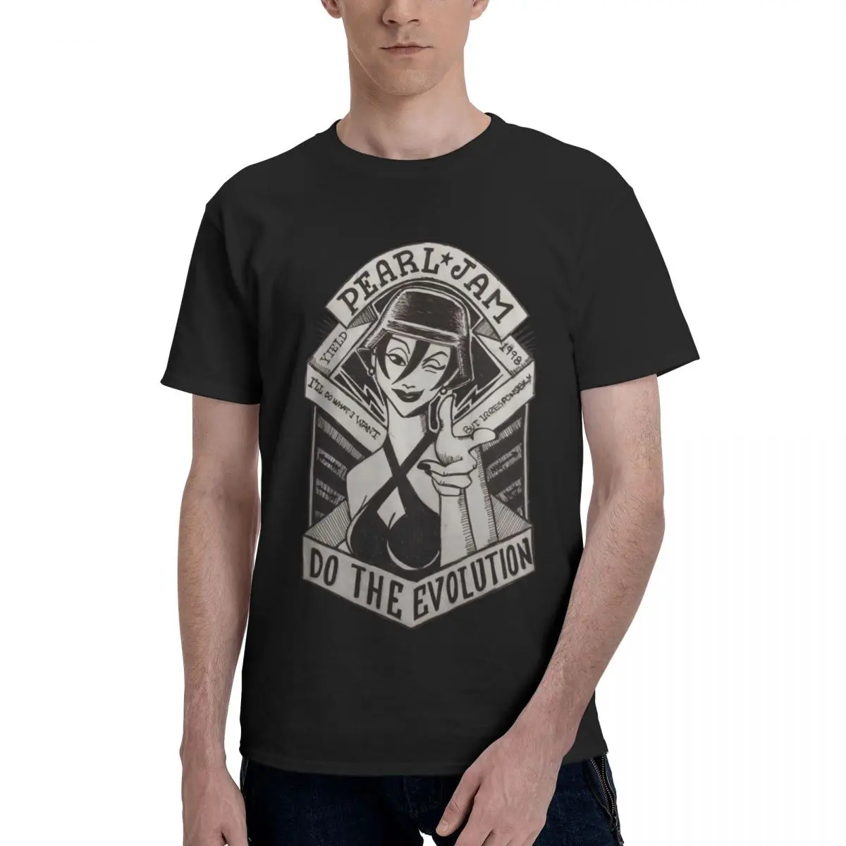 Pearls Jam Do The Evolution Oversize T-shirts Man Vintage