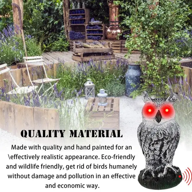 Bagoly Madárijesztő Műanyag Bagoly, Hogy A Madarak Távol Tartsák Halványan Elhalványuló Szarvú Szobor Szobrokat Kerti Udvarra Kültéri Udvarra. - Image 2
