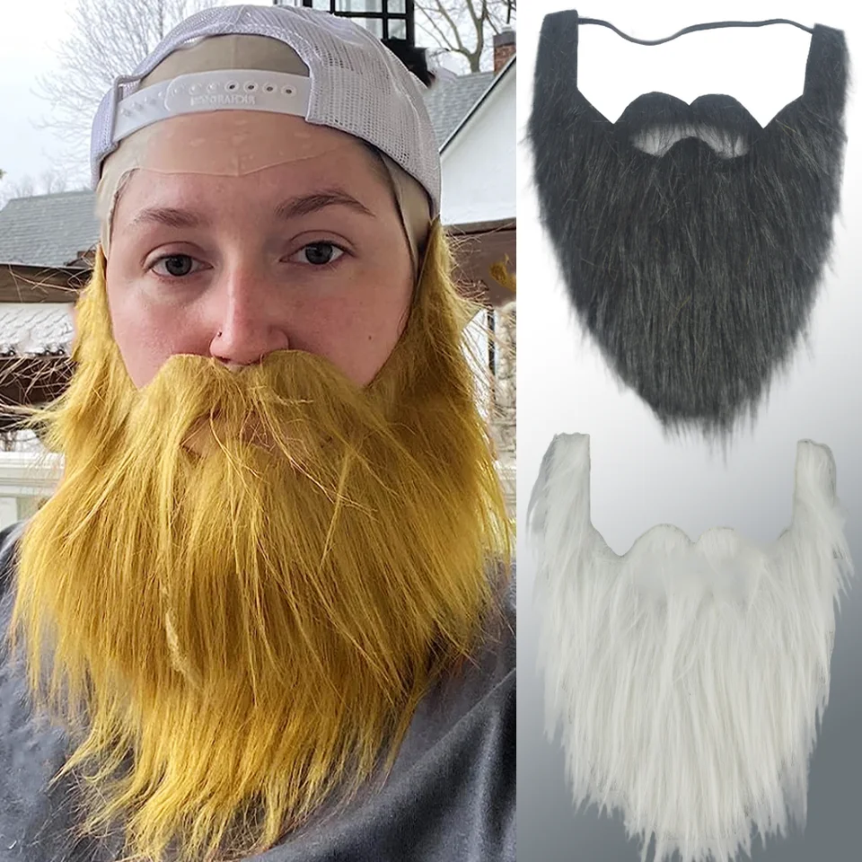 Barbe Postiche Fausse Barbe, Moustaches Pour Fête D'Halloween, Costume De Fausse Barbe Pour Homme, Fausse Barbe Avec Bande élastique Pour Noël, Halloween, Fête - Gris Fausse Barbe Homme