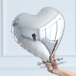 10Pcs 18-Inch Rose Gold Heart Foil Balloons for Wedding and Party Decorations (Silver)