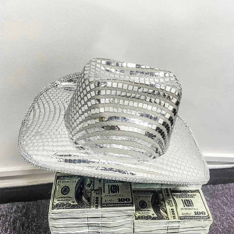

Adult Unisex Cowboy Music Festival Dancing Mirror Hat Night Club Headgear