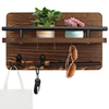 Wooden Wall  with Shelf Home Key Decor for Entryway Hallway Key Holder with 5 Hooks Mail Organizer 5