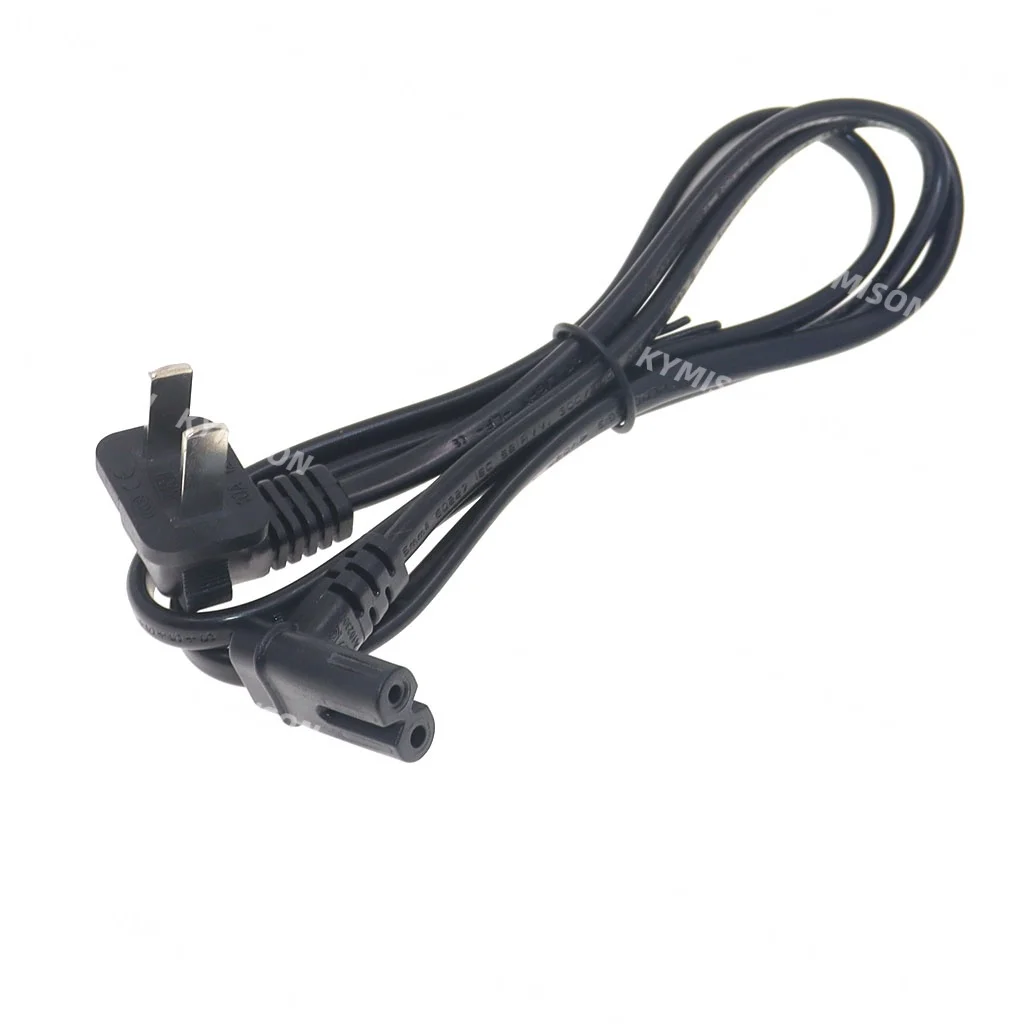Universal 2-Pin Plug Power Cord with Right-Angle C7 Connector, Available in Multiple Lengths