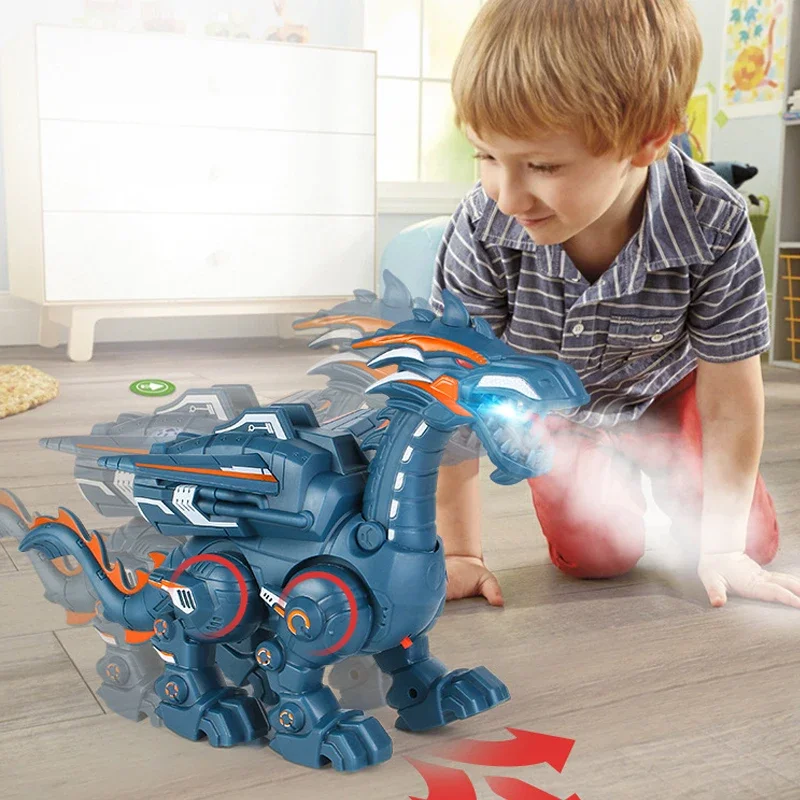 Spray Mechanical Dinosaurs Animal Model Dragon Walking Electronic Dinosaurio Juguete Robot Pterosaurs Toys Gift For Children 4
