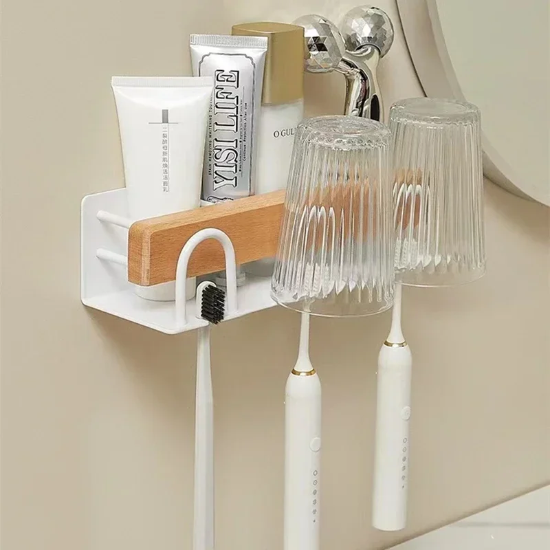 

Free Mount Toothbrush Electric Holder Punch Beech Origin Wall Rack Material Hanging Brush Wood