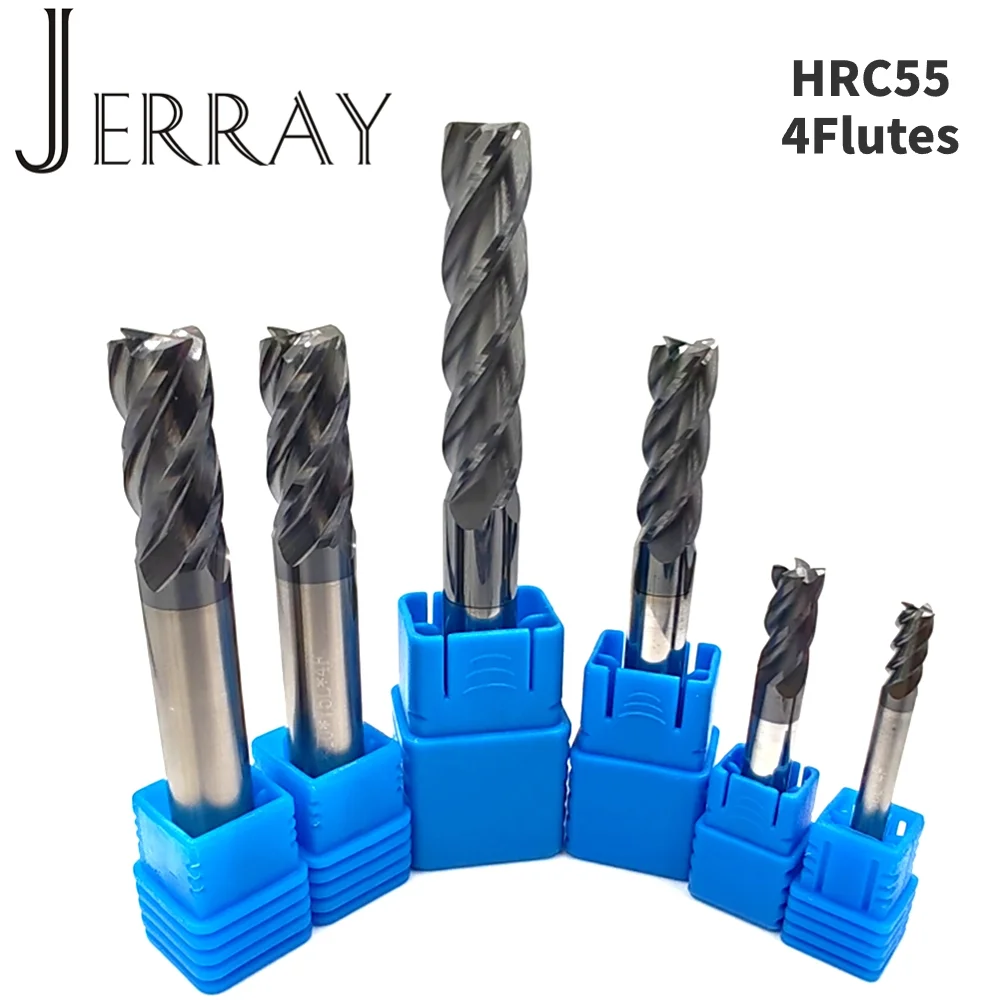 

HRC55 4 Flutes D1mm 2mm 3mm 4mm 5mm 6mm 8mm 10mm 12mm Tungsten Carbide Square Flat End Mills Spiral Bits CNC Router Bits coating