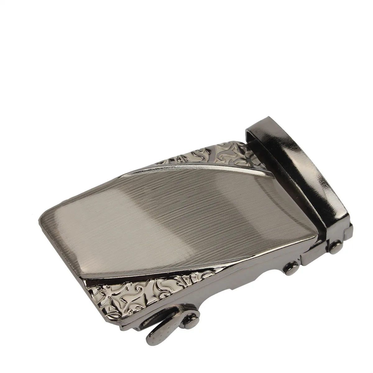 

Bright silver lace gray buckle with black black automatic buckle, high-end men's pure cowhide trend business