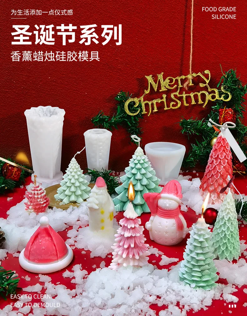 Description Picture 2 of itemChristmas Tree Silicone Candle Mold New Year Decor DIY Handmade Aromatherapy Wax Candles Epoxy Resin Chocolate Molds Xmas Gifts