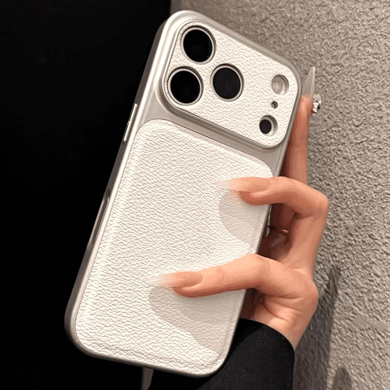 Luxury Lychee Texture Leather Shockproof Phone Case For Iphone 17 Pro Max Air 11 12 13 14 15 16 Plus Soft Cortex Bumper_voghion.com