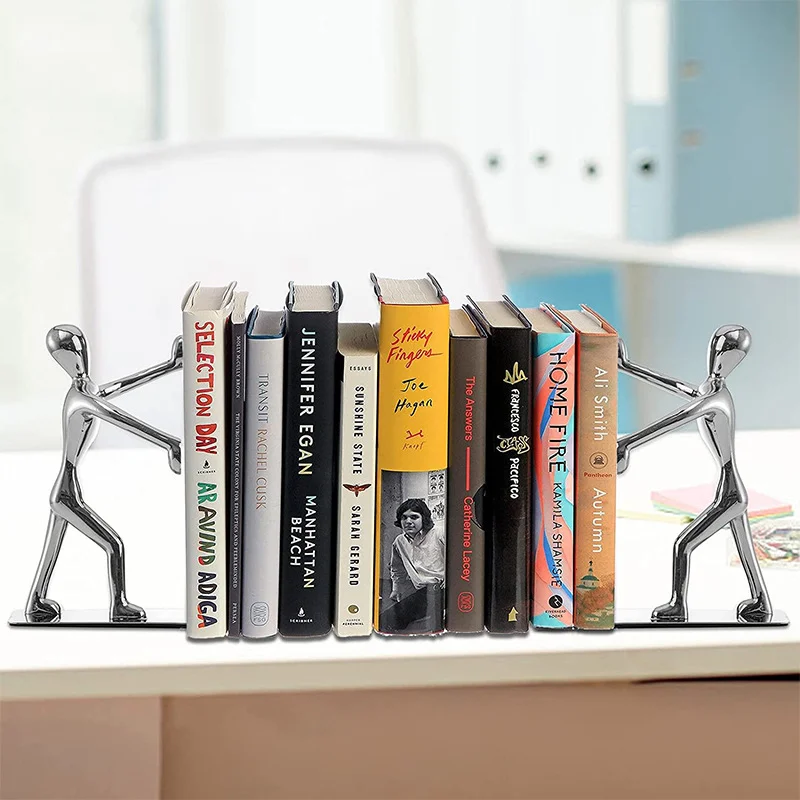 

Bookends Book Decorative Bookendshelves Stopper Bookshelf Ends Decor Metal Desktop Cable Extension Headphone Books Stand Holder
