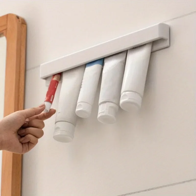 Wall Mounted Toothbrush and Toothpaste Holder Durable Sticky Plastic Organizer for Bathroom Toothbrush Holder