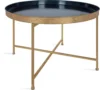 Kate & Laurel Celia Modern Glam Round Coffee Table, 28.25" x 28.25" x 19", Navy Blue & Gold Leaf,Chic Sophisticated Accent Table 1