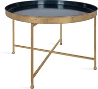 Kate & Laurel Celia Modern Glam Round Coffee Table, 28.25" x 28.25" x 19", Navy Blue & Gold Leaf,Chic Sophisticated Accent Table 1