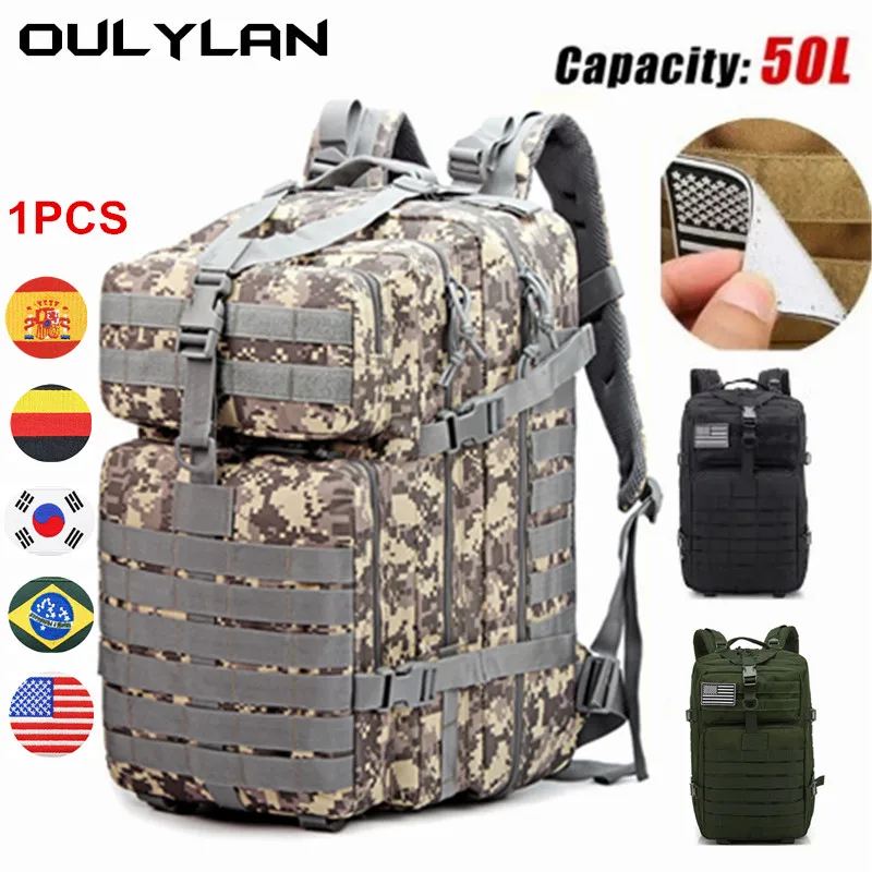 

Oulylan Men Military Tactical Backpack 50L Waterproof Large Capacity Bag Assault Pack For Camping Hunting Trekking Rucksacks