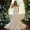 EVLAST Customized 2025 Mermaid Long Wedding Dress Lace Applique Beading Vestido De Novia Wedding Bridal Gown Robe De Mariee MD02 1