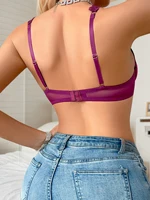 Soutien-gorge ultra-fin en dentelle violette avec support de jante en acier Conception transparente demi-tasse sans rembourrage Lingerie sexy sous-vêtements pour femmes 2