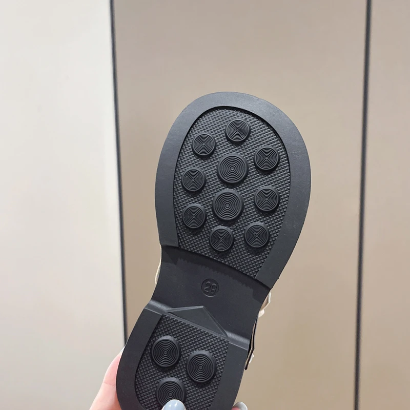 Leather Kids School Shoes with Bowtie for Girls