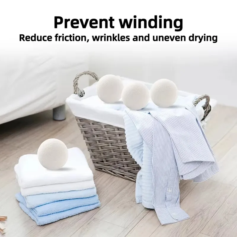 Wool Dryer Balls Reusable Natural Fabric Softener Laundry Washing Machine Accessories Home Washing 4/5/6cm Fleece Dryer Balls laundry ball