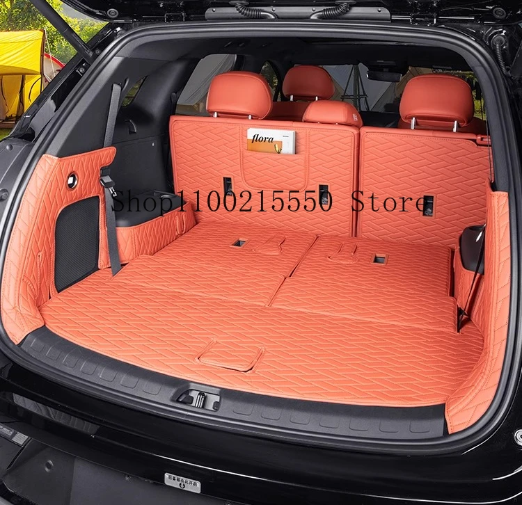 Tapis De Coffre Intégral Pour BYD Tang 2024-2025 (7 Places) - Cuir, Antidérapant - Protection Complète - Marron