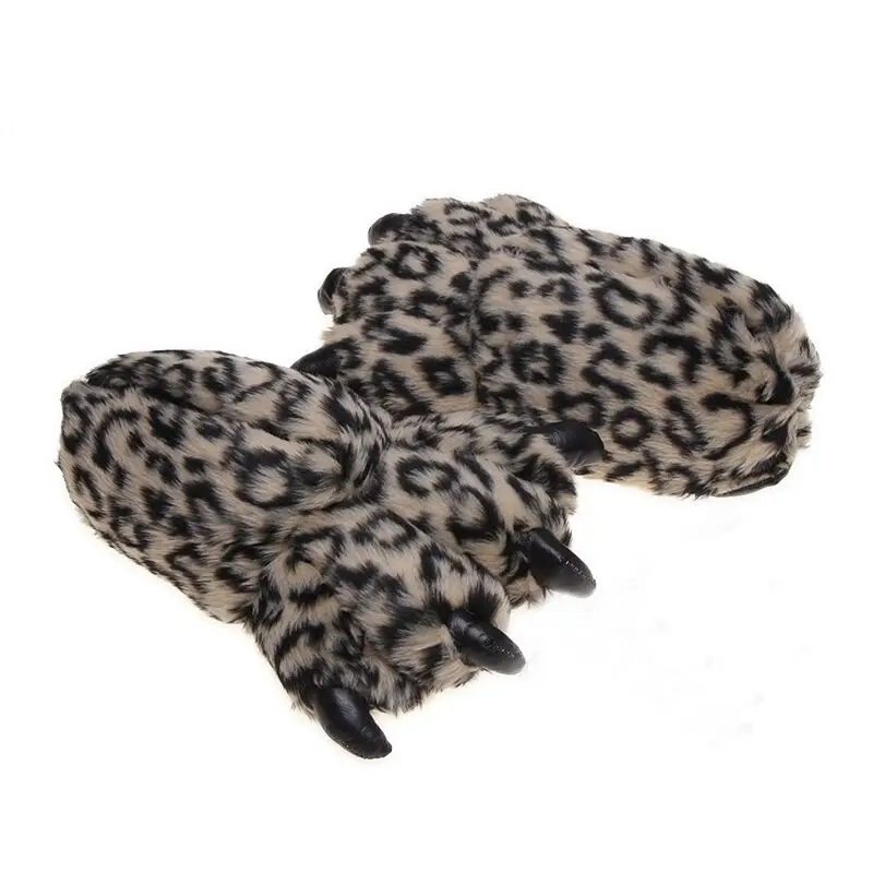 Size 35-43 Black Animal Paw Shoes For Women Winter House Slippers