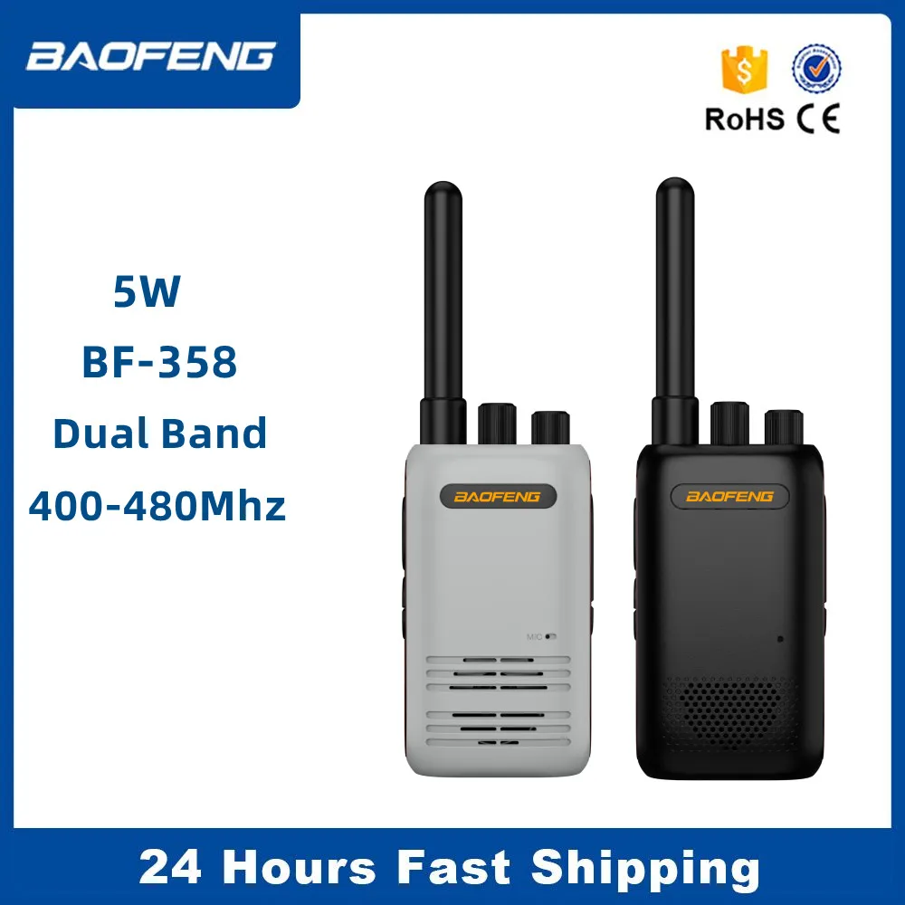 Baofeng Bf-358 Mini Palmare 5W Bambino Walkie Talkie Leggero Dual Band Doppio Display 400-480Mhz Radioamatori Usb Ricarica Rapida