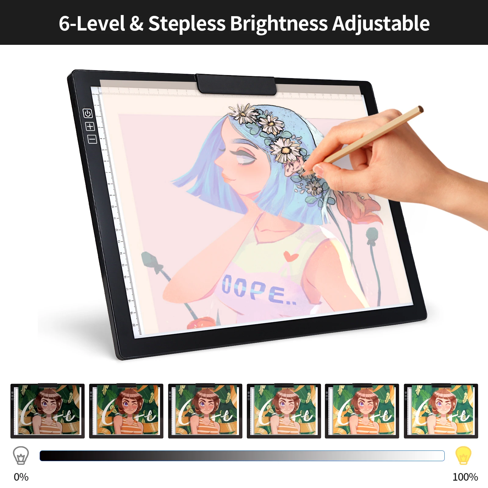Tabela Clara a4 Recarregável com o Grampo a Bateria Conduziu a Placa Clara dos Níveis de Brilho da Almofada para Traçar a Pintura do Desenho a - Imagem 4