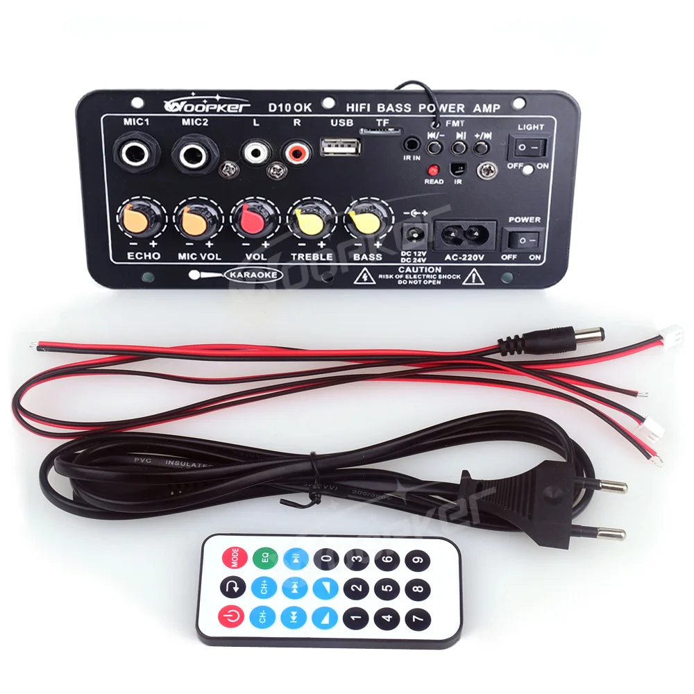 Amplifier Board Bluetooth AUX TF Card USB 30-120W for 8-12inch Speaker 110V 220V