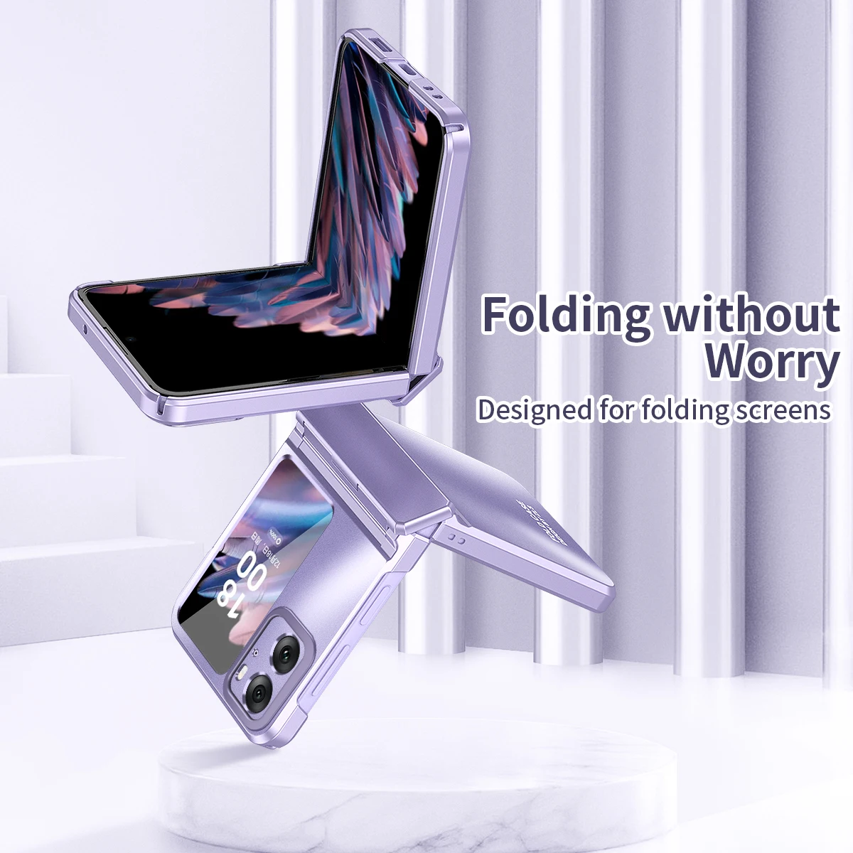 For OPPO Find N2 Flip Case Luxury Colorful Electroplating Matte Folding Hinge Shockproof Protection Hard Back Cover Accessories