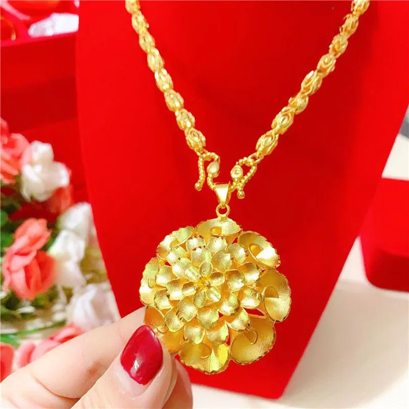 Dubai Fashion Jewelry Set 24K Gold Plated Necklace Ring CHD21471