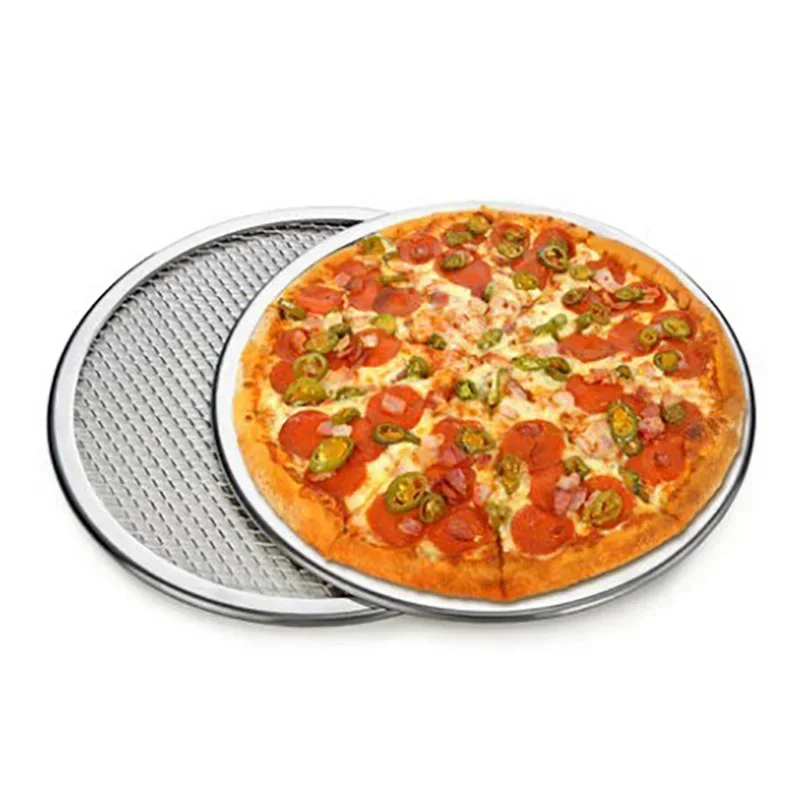 Non Stick Pizza Screen Pan 6-22inch Seamless Aluminum Metal Net Bakeware Kitchen Tools Round Pancake Pizza Pastry Baking Tray
