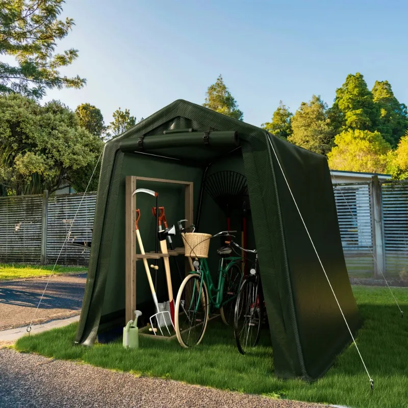 

Vineego Outdoor Storage Shed 6 x 6 ft Canopy Portable Shelter Heavy Duty Carport with Roll-up Zipper Door for Bike, Motorcycle