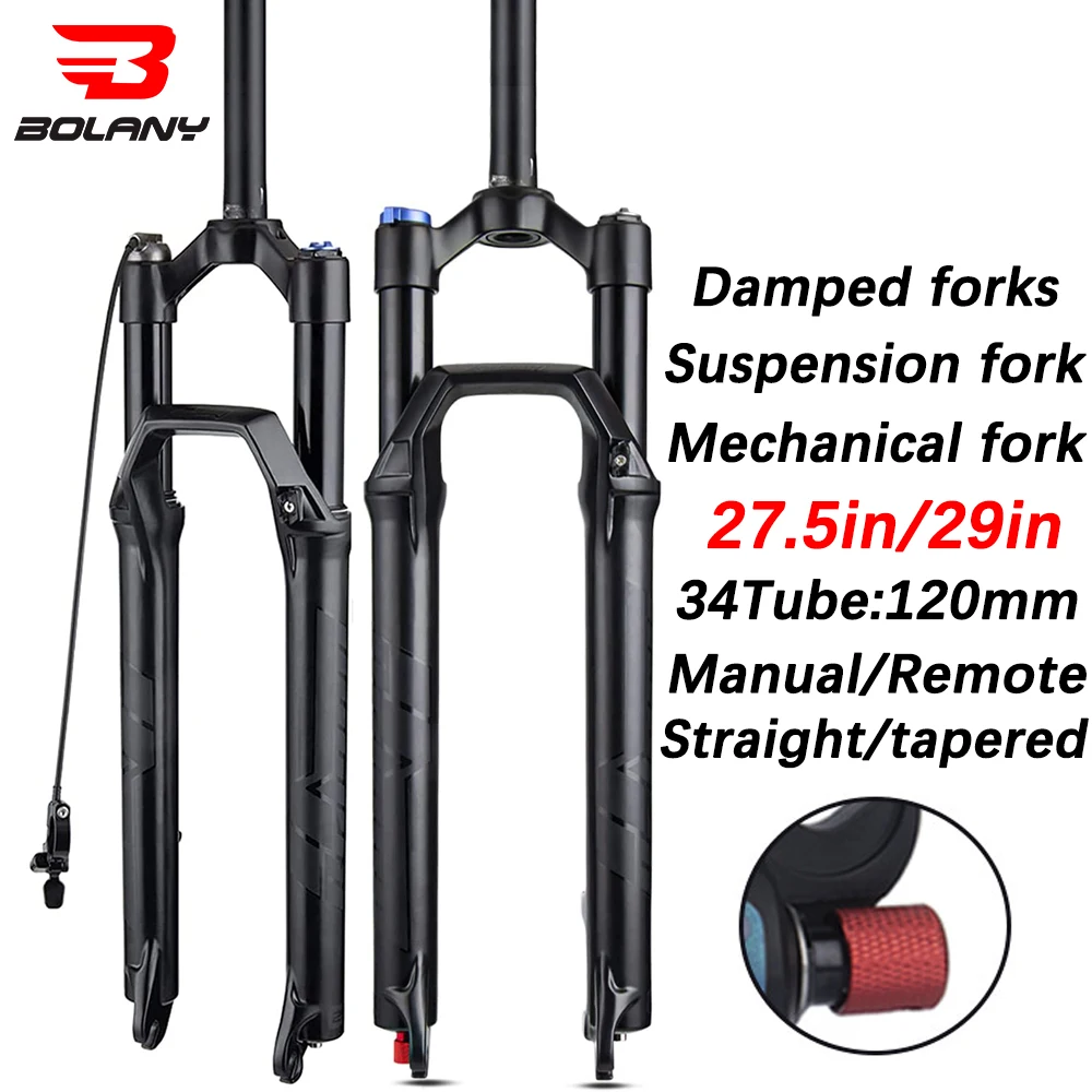 Bolany MTB 프론트 포크 27.5, 자전거 댐핑, 기계식 서스펜션, 잠금 충격 흡수, 수동 원격 120mm 포크, 29