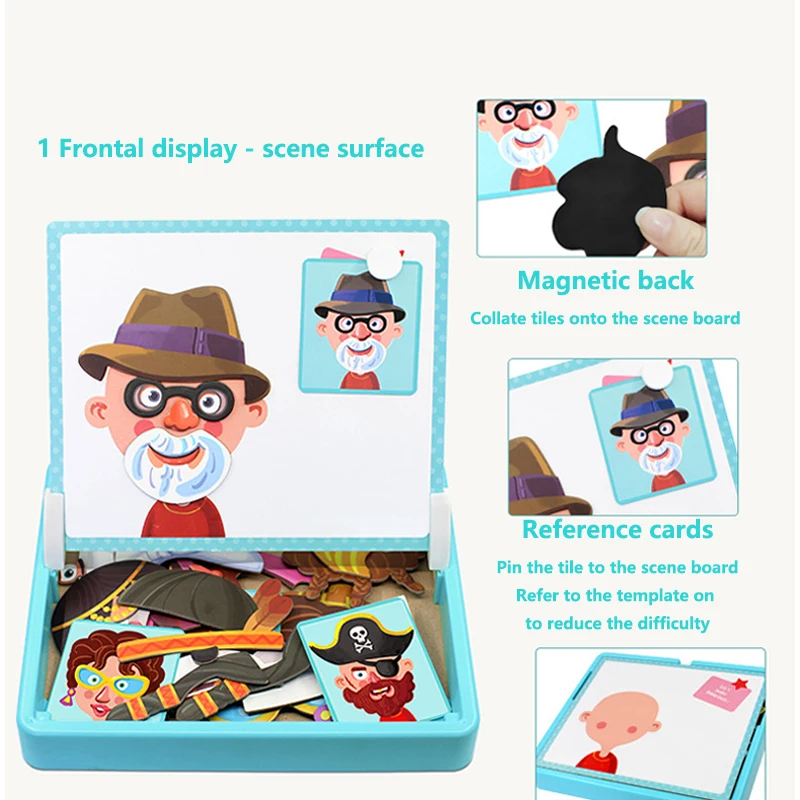 Portable Magnetic Sticker Book Reusable Scenarios Books Cartoon Cognition  Preschool Educational Montessori Learning Toy 3-6 Gift