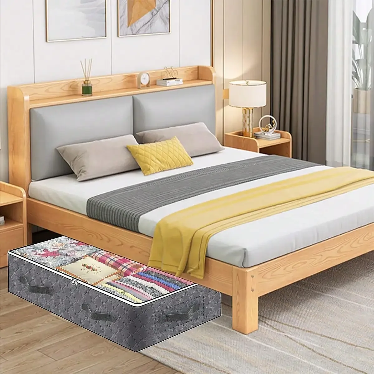 Clothes Storage with Lids, Foldable Blanket Storage Bins