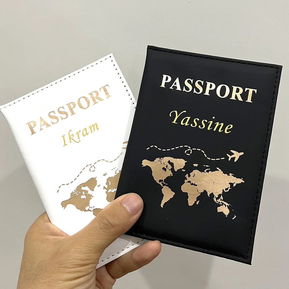 New Cute Personalized Passport Cover Plane Women Men PU Custom Passport Holder Travel Wedding Gift Drop Shipping