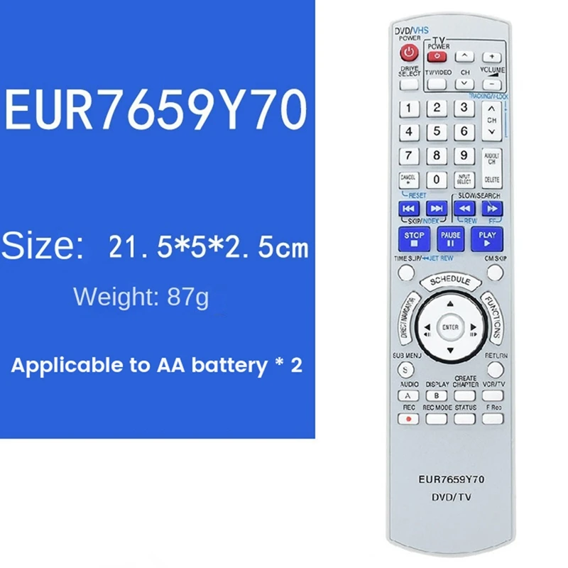 Telecomando Eur7659Y70 Per Panasonic Tv/Dvd Combo Dmr-Es35V Dmr-Es35Vp Dmr-Es35Vpc Dmr-Es3 Pezzo Di Ricambio
